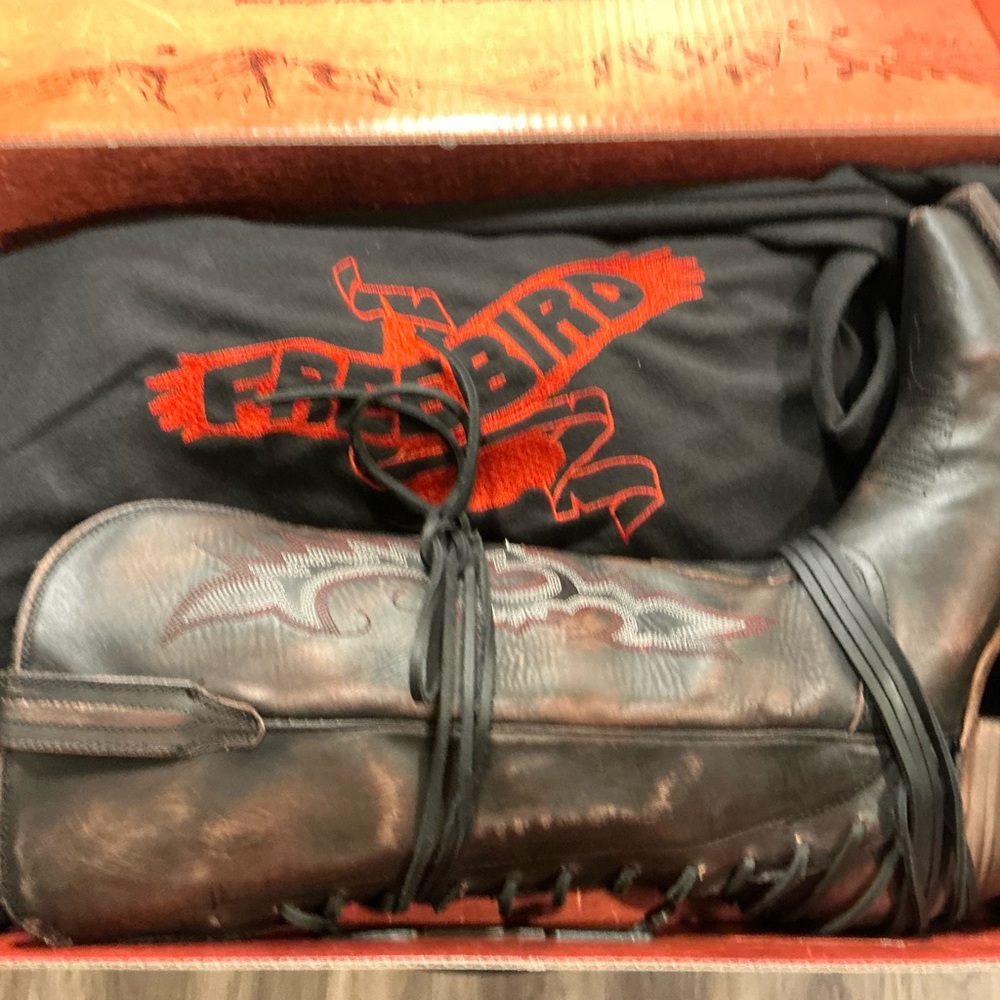 Freebird by Steven Wardon Cowboy Black Lace Up Boots